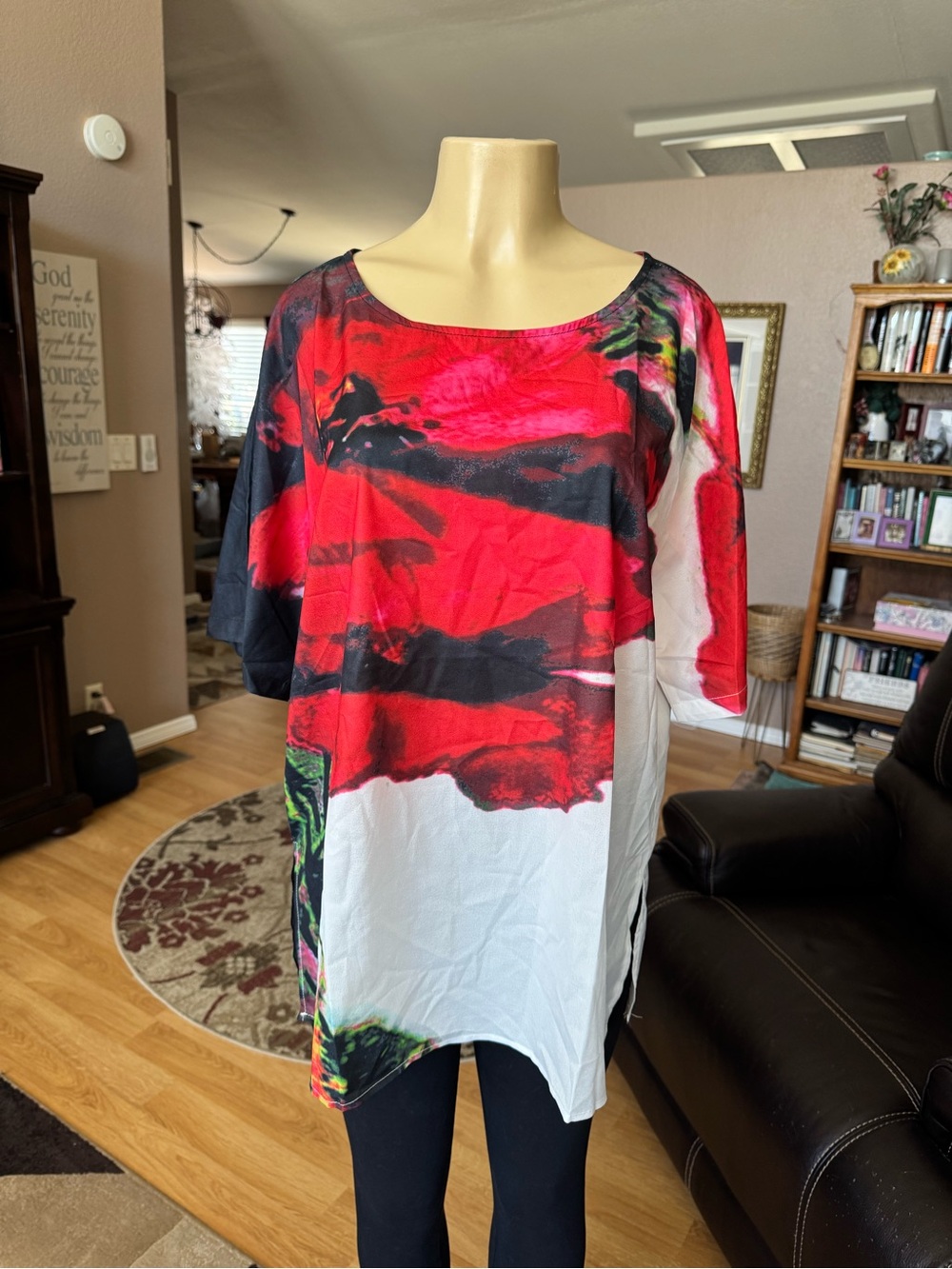 Boutique lightweight multicolored abstract relaxed fit blouse-size 2X - Picture 4 of 9
